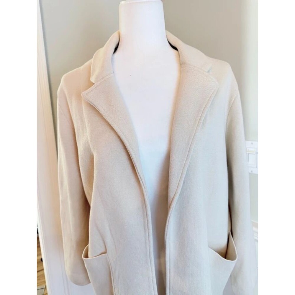 Quince 100% Organic Cotton Knit Blazer Ivory Size Medium